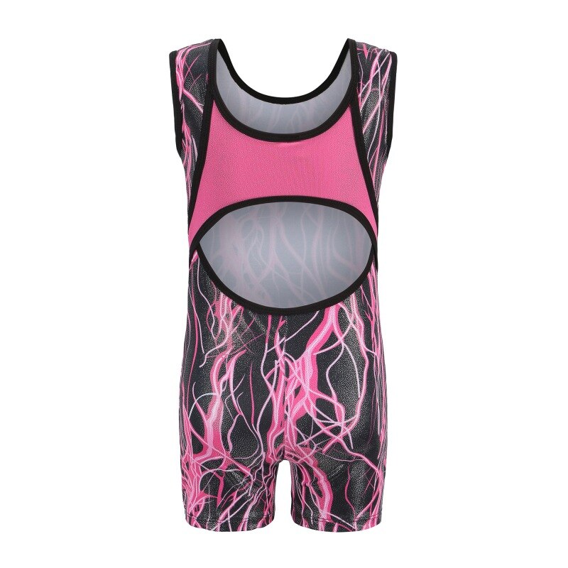 Girls Gymnastics Clothing Dance Sleeveless Printed Pattern Body Suit Ballet Gymnastics Practice Dance Clothes