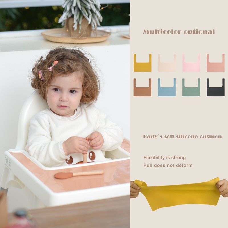 Mantel Individual de silicona para bebé, alfombrilla para mesa, vajilla de alimentación para niños, suave, fácil de limpiar, Color sólido