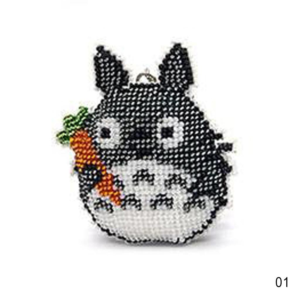 Diy perlebroderi startpakke nøgleringskit heldigblad stjerne nøglering håndarbejde håndarbejde korssting perlebroderi: Totoro 01