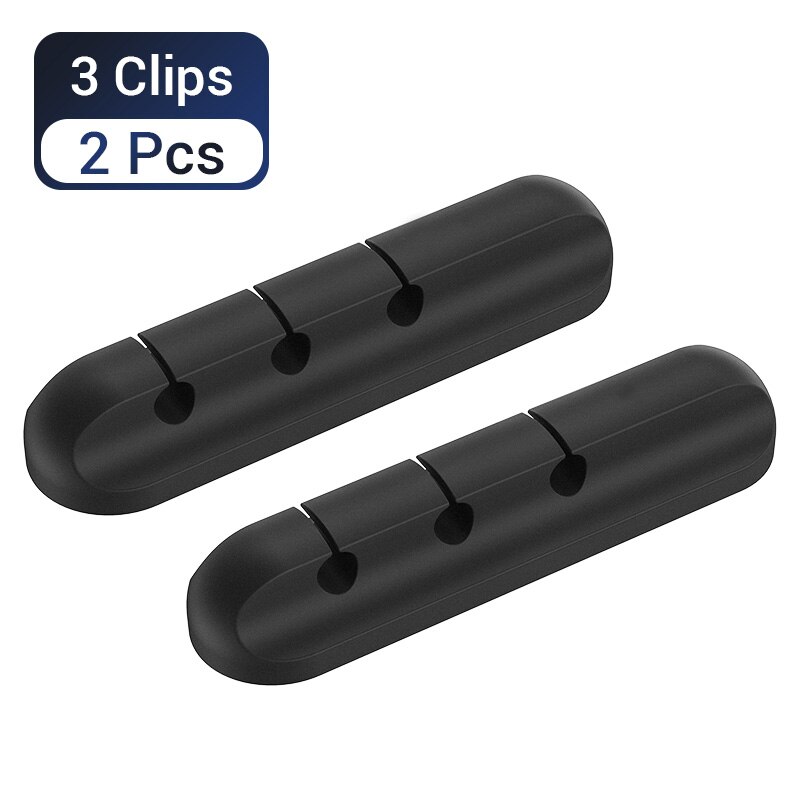 Silicone Cable Organizer Management Wire Holder USB Cable Winder Clips For Mouse Keyboard Earphone Organizador Cables Protector: 3Clips-2pcs