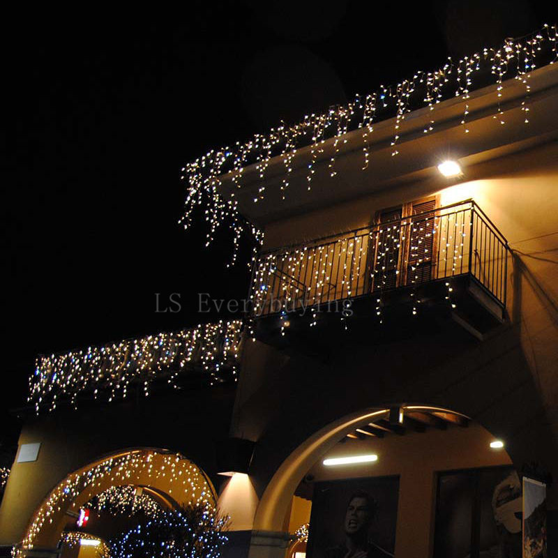 Weihnachtsbeleuchtung Außendekoration 3,5 m sinken 0,4-0,6 m LED Vorhang Eiszapfen Lichterketten Neujahr Hochzeit Party Girlande Licht