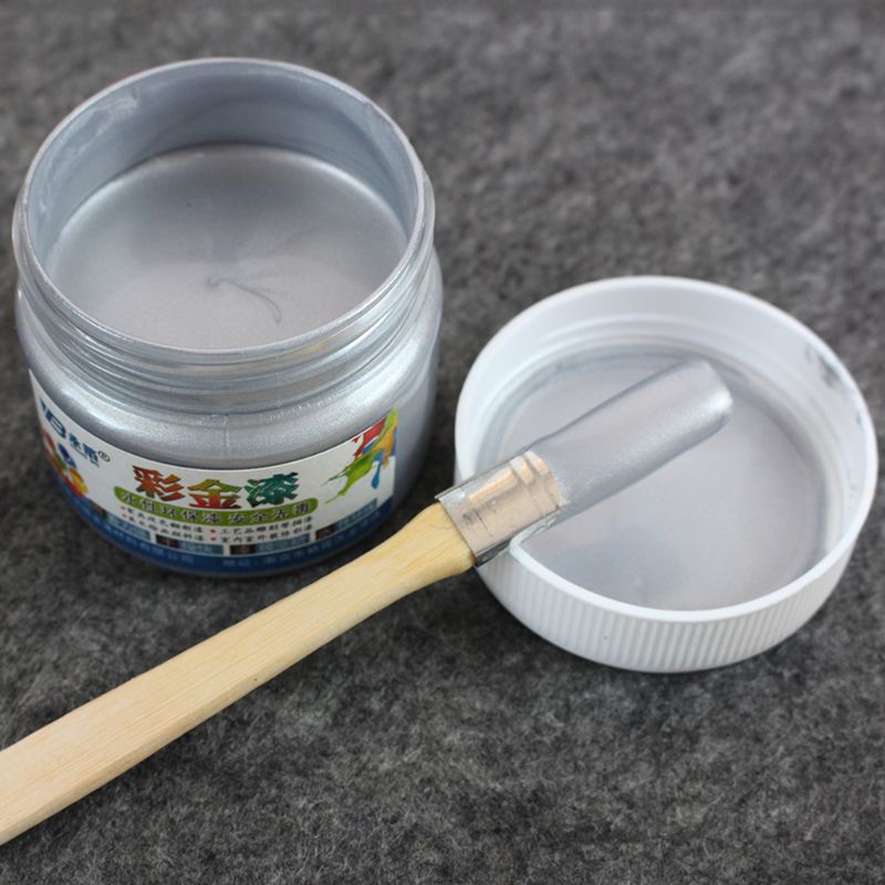 Silver Paint Wood Metal Lacquer Varnish Water-based 100g for Ceramics Furniture Iron Wooden Doors Handicrafts Wall Acrylic Paint