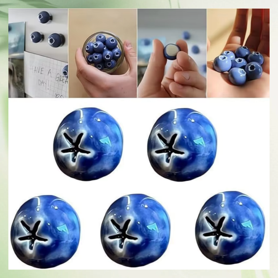 Blueberry Fridge Magnet 3D Realistic Ceramic Fruit Refrigerator Magnets Strong Magnetic Fruit Kitchen Decor Home Office