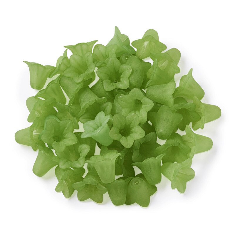 50pcs Transparent Acrylic Flower Beads Spacer Bead Cap Frosted for Jewelry Making DIY Bracelet Necklace Supplies 16x12mm: Green