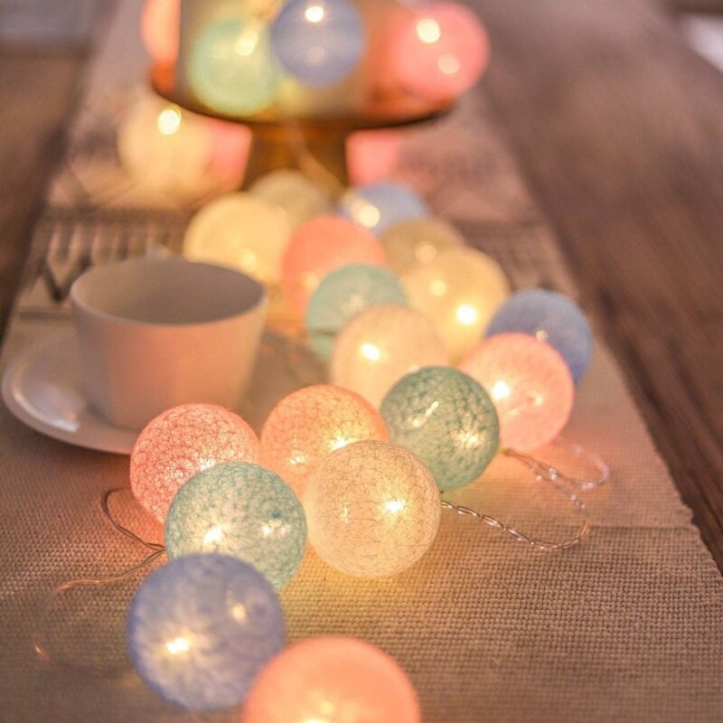 Guirnalda de luces de bola de algodón para Navidad, 2,2 M, 20LED, al aire libre para decoración, boda,