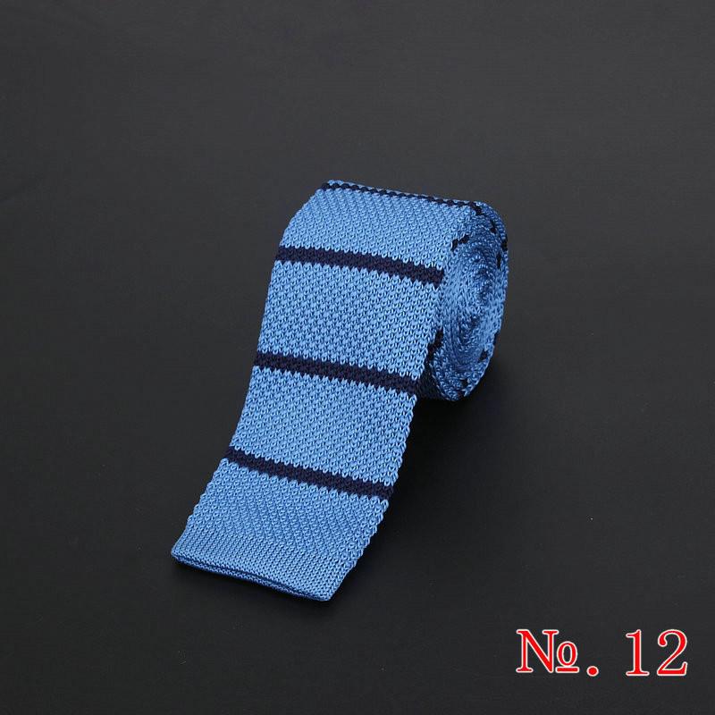 Brand New męska w stylu Vintage, w paski dzianiny krawaty dla człowieka Party moda kolorowe Knitting Tie granatowy czerwony ślub cienki krawat Cravata: 12