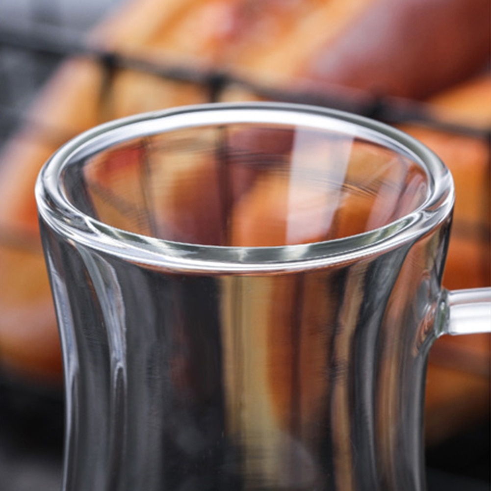 80ml Transparent Double Wall Heat Insulated Glass Cup Coffee Tea Milk Container Double Anti-Scalding Glass Milk Juice Cup