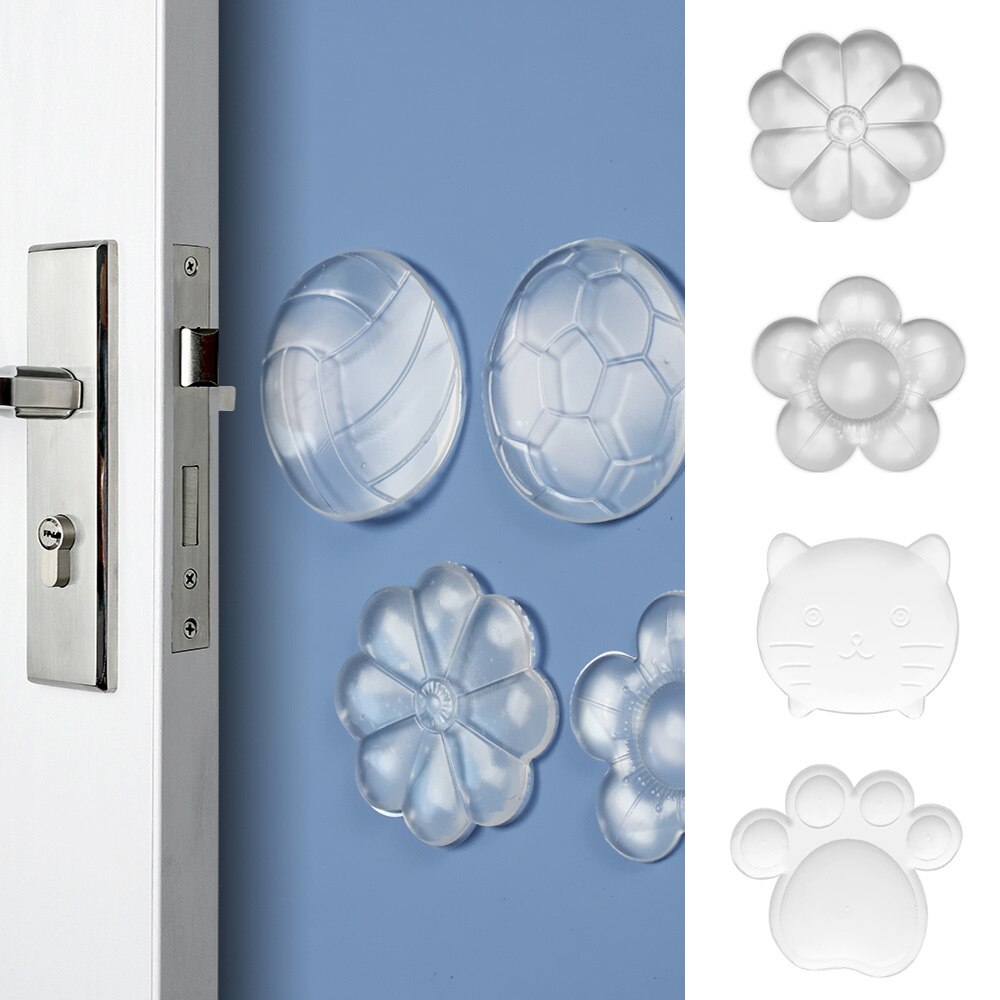 Transparent PU Door Stoppers Wall Protection Safety Shock Absorber Door Handle Bumpers Security Cartoon Waterable Wall Protector