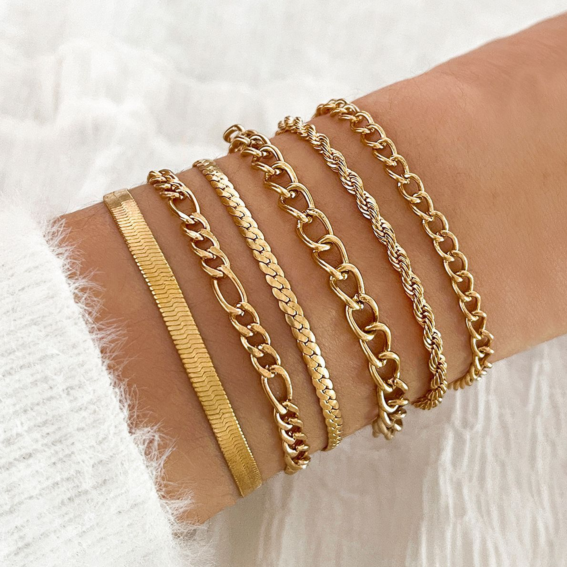 11 unids/set de pulseras de cadena giratoria bohemias para mujer, pulsera de eslabones cubanos ajustable de Color dorado Punk Vintage, de joyería de