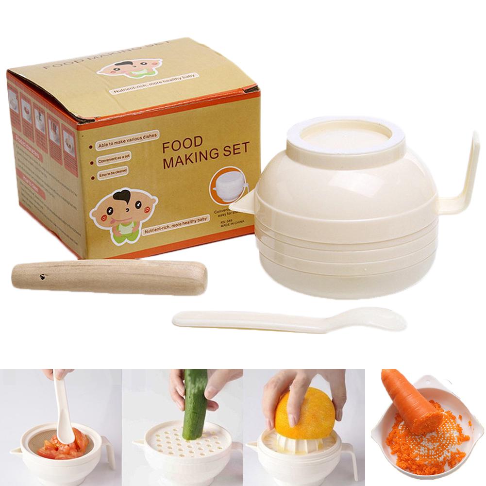 7 Pcs/Set Food Making Set Food Grade PP Multifunctional Grinding Cooking Masher For Baby Food Maker