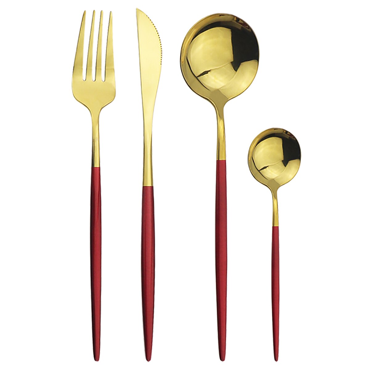 32 teile/satz Besteck einstellen Schwarz Gold Besteck einstellen 18/10 Edelstahl Geschirr einstellen Messer Gabel Löffel Geschirr Küche Geschirr: rot Gold