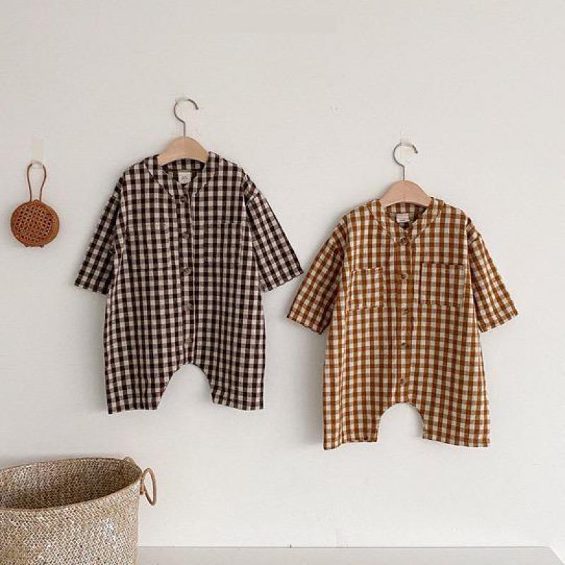 Newborn Baby Girl Boy Clothes Autumn Long Sleeve Plaid Romper Baby Girl Boy Cotton Soft Jumpsuit Overall Outfits