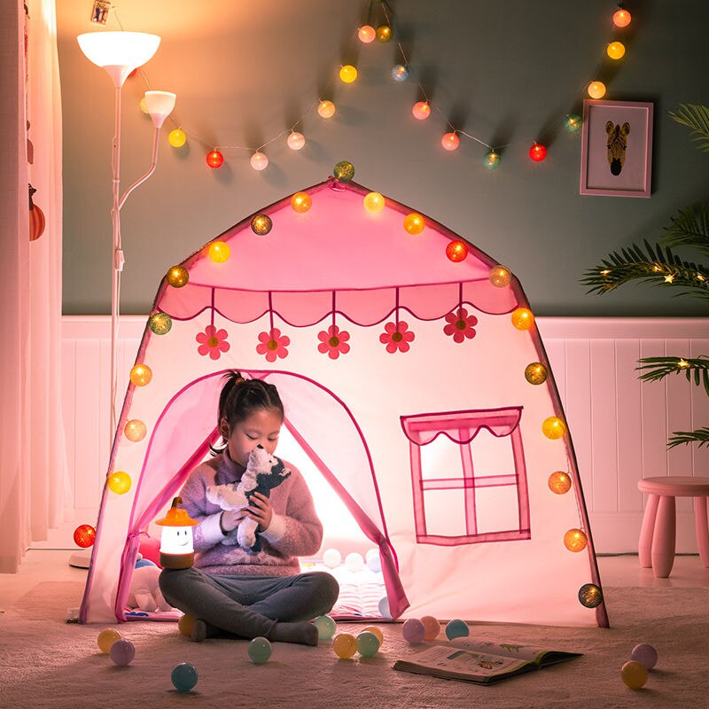 1.3M Portable Kids Tent Princess Castle Hang Pop up Children Teepee Tent Play Tent Birthday Christmas