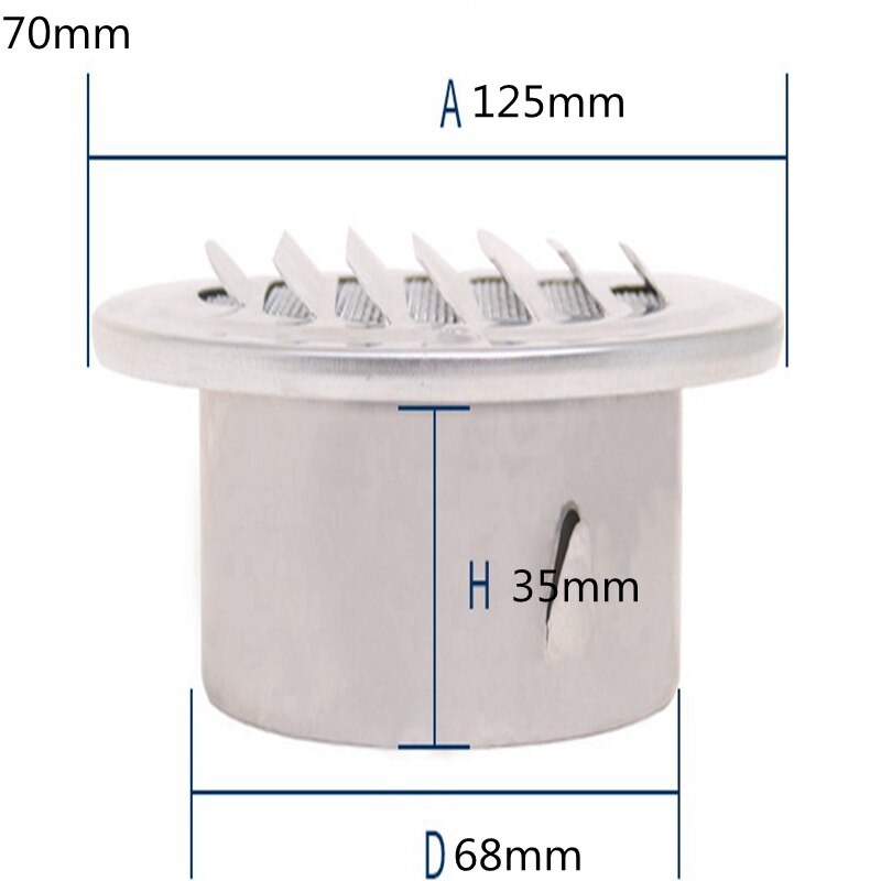 Round Stainless Steel Wall Cover Air Vents Bull Nosed External Extractor Outlet Vents Windshield Kitchen Outlet Flat Head Hood