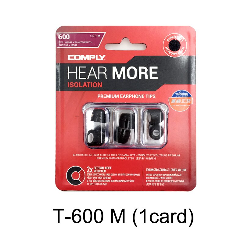 COMPLY T500 TX500 T100 T200 T600 SP SmartCore AP SmartCore Premium Earphone Foam TIPS: T-600 M 1card