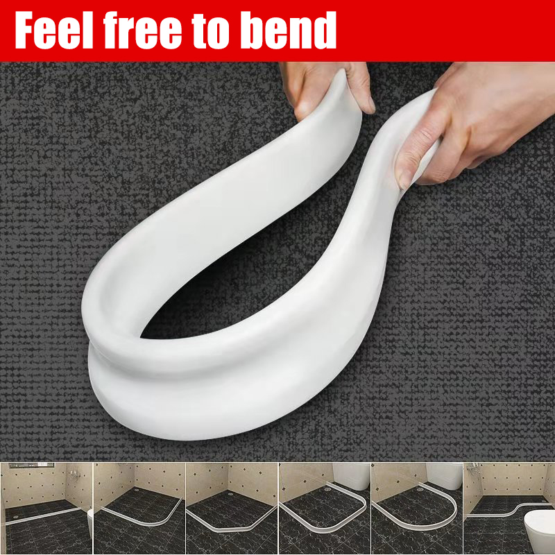Bathroom And Kitchen Water Stopper Flood Barrier Rubber Dam Silicon Water Blocker Dry and Wet Separation Water Retaining Strip