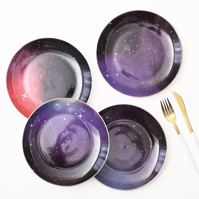 Keramische plaat huishoudelijke noordse westerse plaat setting ins net rode fotoplaat ster taart dessertbord