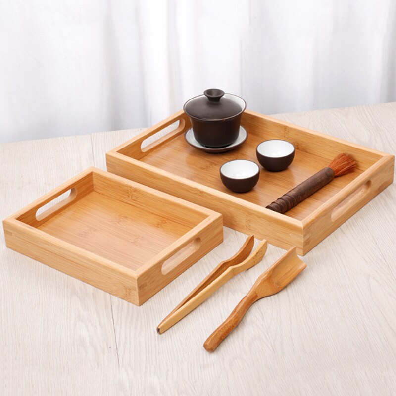 Bamboo Wooden Rectangular Tea Tray Solid Wood Tray Home Dry Tea Tray Kung Fu Tea Cup Tray Wooden Hotel Dinner Plate