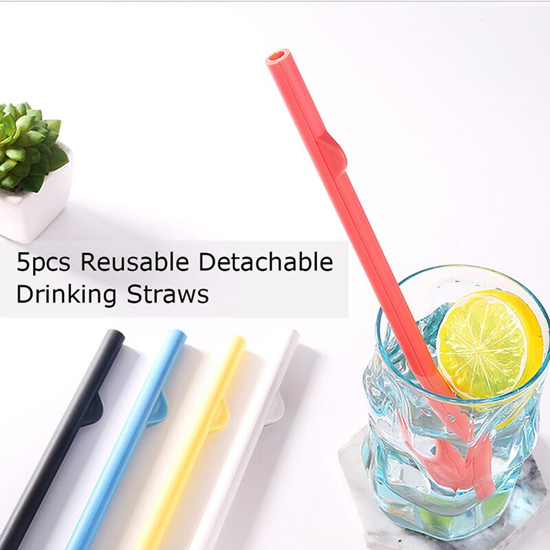 5Pcs Hittebestendig Afneembare Stro Pp Materiaal Herbruikbare Schoonmaken Draagbare Stro Geschikt Voor Outdoor Office Picknick