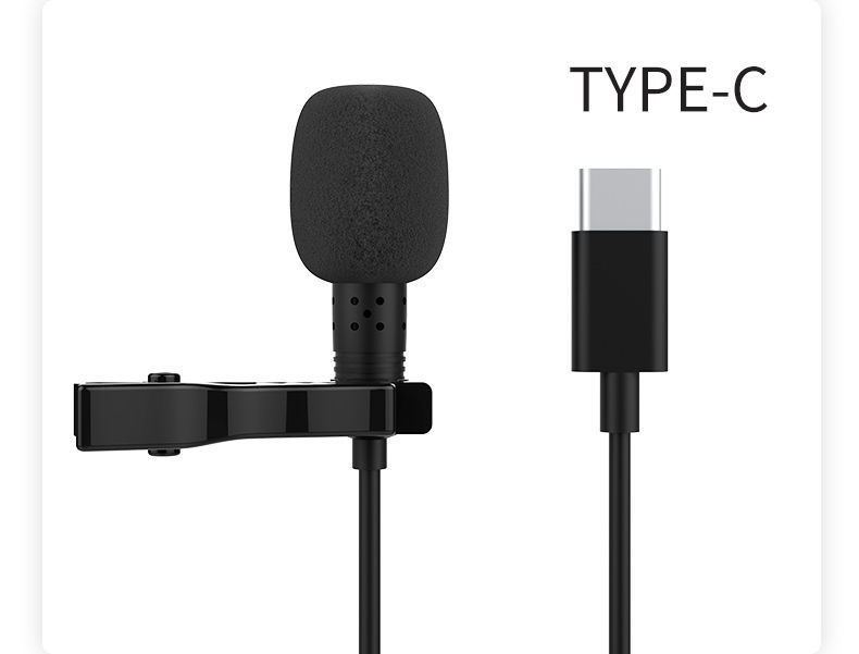 Przenośny mini mikrofon Lavalier o długości 1,5 m, pojemnościowy, przypinany mikrofon na klapę, przewodowy mikrofon USB 3,5 mm typu C do telefonu do laptopa Mac: orange