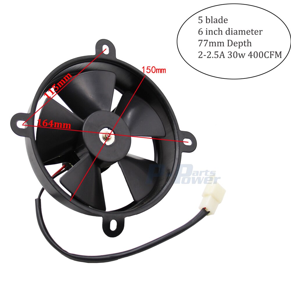 Ventilateur de refroidissement thermoélectrique de 6 pouces, pour 150c 200cc 250cc Quad Dirt Bike ATV Dune Buggy