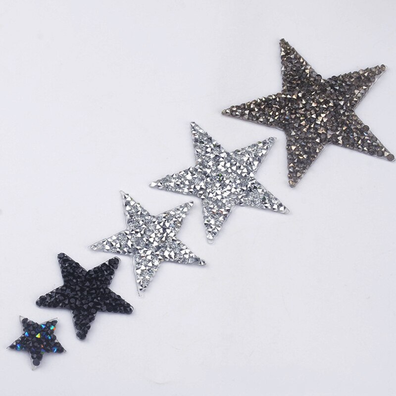 Meerdere Maten Crystal Rhinestone Star Patches voor Kleding Ijzer op Kleding Applicaties Badge Strepen Diamant Pentagram Stickers