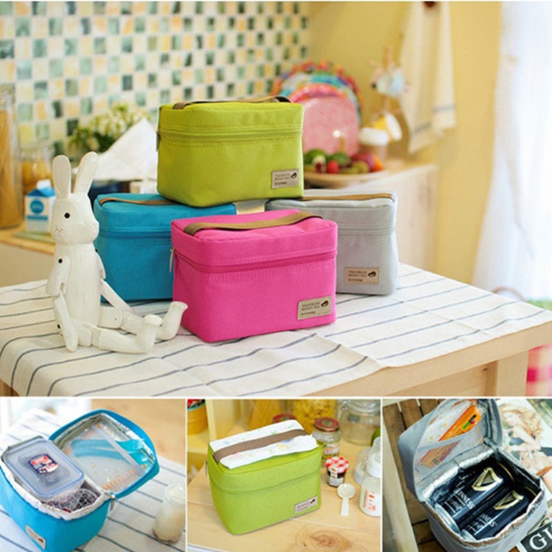 Koeltas Waterdichte Nylon Praktische Kleine Draagbare Ijs Zakken 4 Kleur Thermos Lunchbox Picknick Packet Bento Box Voedsel Thermische tas