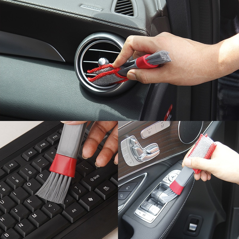 1pcs 2 In 1Car Brush Cleaning Tool Car Detailing Cleaning Car Air-conditioner Outlet Multi-purpose Brush Car Cleaning Tools