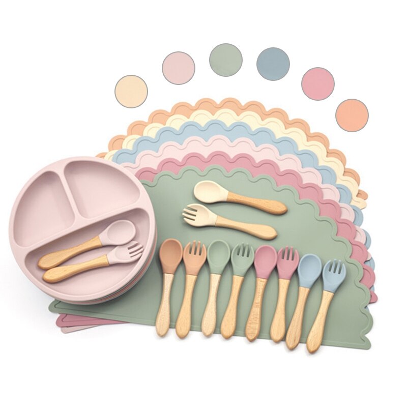 Silicone Baby Feeding Plate Non-slip Suction Tableware for Babi Kids Dishes Infant Food Bowl for Children Pratos Kids Plate