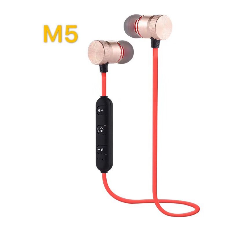 Magnetische Draadloze Bluetooth Koptelefoon Sport Gym Nekband Headset Stereo Bass Oortelefoon Oordopjes Met Microfoon Voor Xiaomi Huawei: red gold
