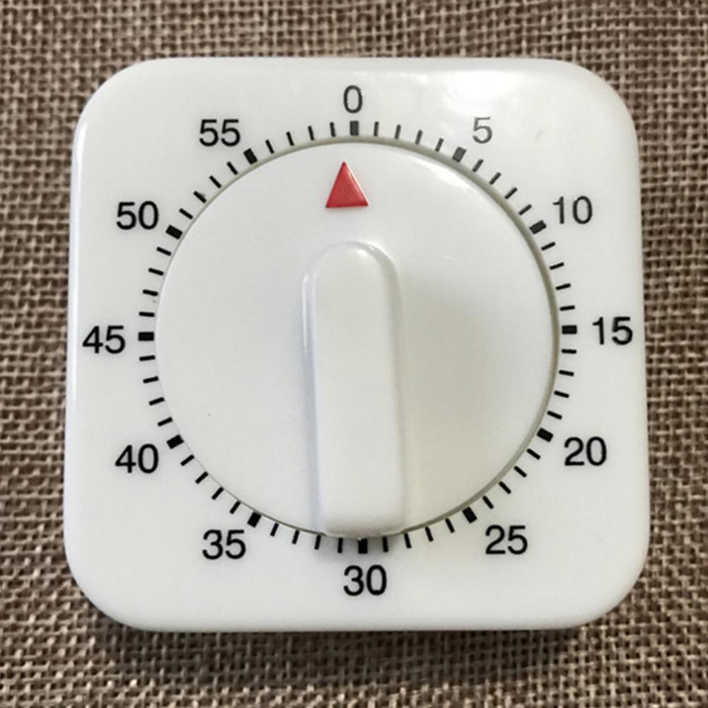 Mini ABS 60 Minutes Square Kitchen Timer Portable White Cooking Countdown Alarm Durable Cooking Mechanical Timing Tool