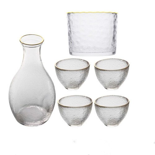 Japanese Sake Bottle Set Transparent Glass Sake Bottle Small Cup Sake Fruit Wine Plum Small Sake Cup Frosted Cup: C