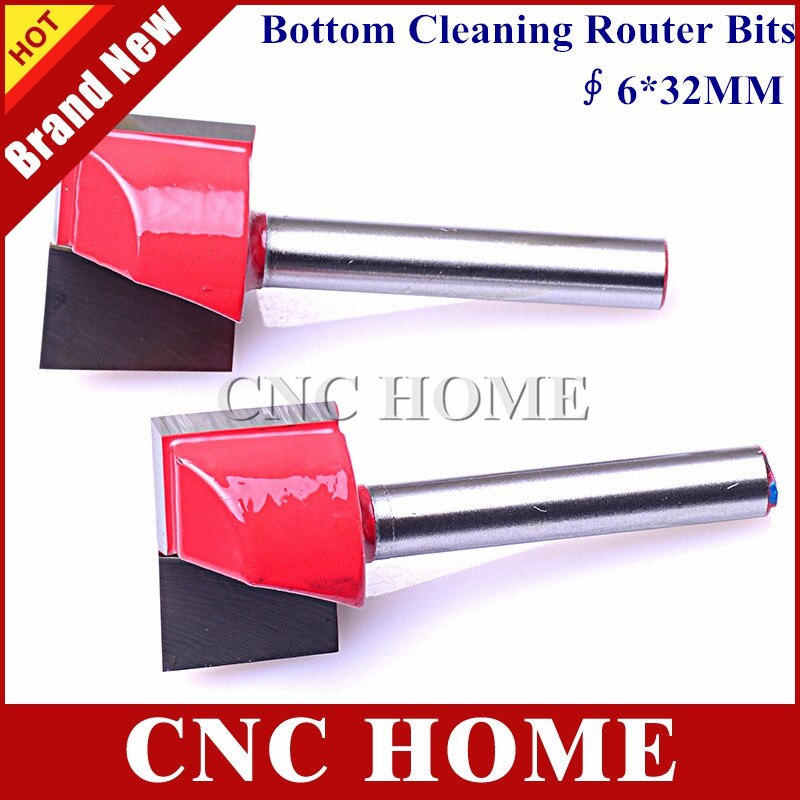 2pcs 6mm*32mm CNC Carbide end mill tool 3D woodworking insert router bits Tungsten Cleaning bottom end wood milling cutter