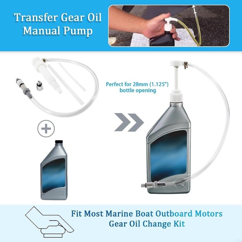H7BD Mariner Outboards Motors Lower Unit Gear Oil Pump for Standard Quart Bottles with 3/8in Metal Swivel 8mm 10mm Adapters