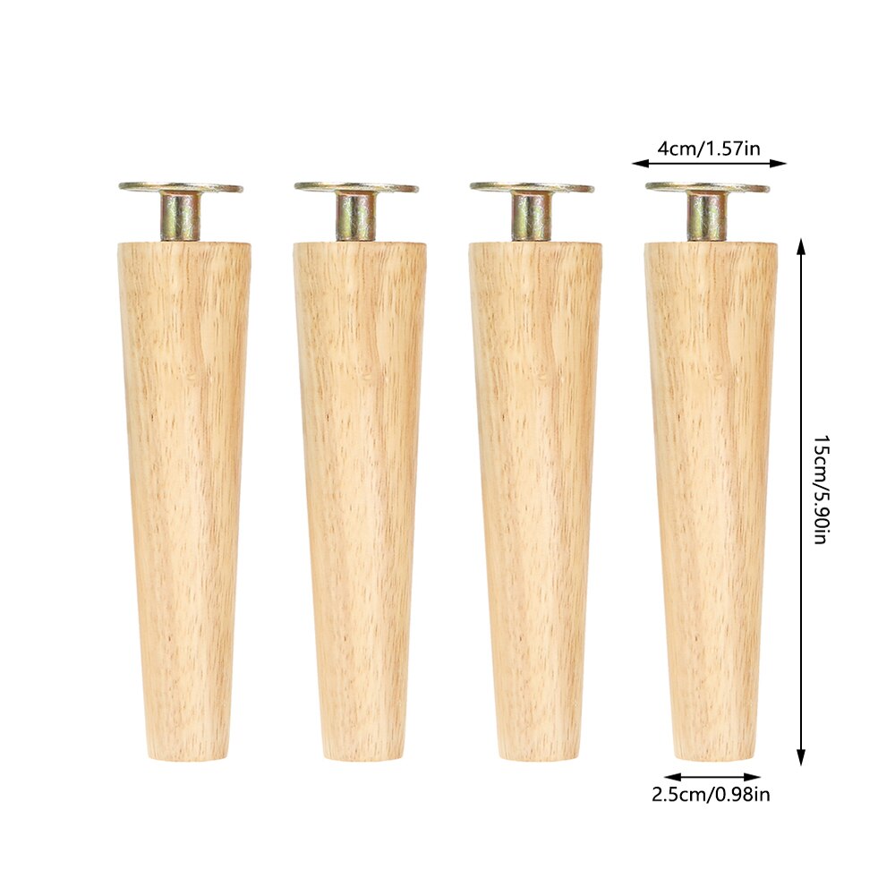 4pcs Furniture Feet Height 8/15/20CM Solid Wood Furniture Leg Inclined Cone Bed Cabinet Table Sofa Legs Chair Replacement Feet: Style1 X 15cm