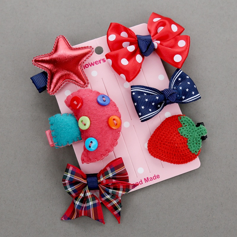 6pc Headwear Set Toys For Girls Children Accessories Ribbon Bow Hair Clip Hairpins Girl Princess Hairdress Beauty & Toys