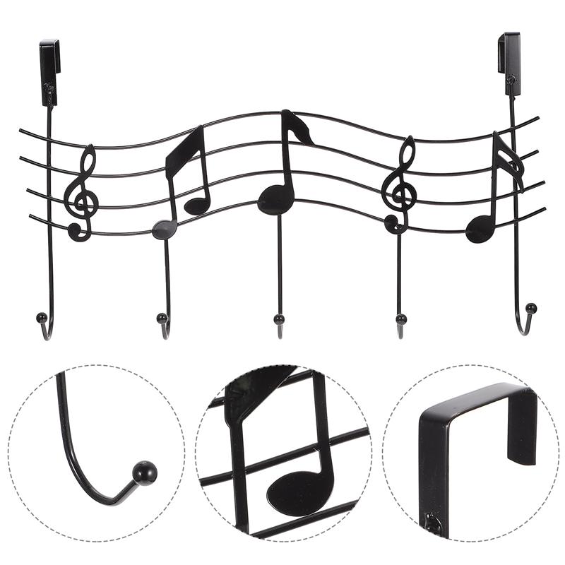 1Pc Musical Note Shaped Storage Hook Rack Door Back Hanging Rack Behind The Door Storage Note Hook Rack