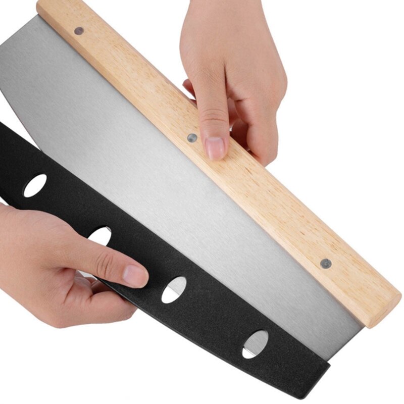 Pizza Cutter Stainless Steel Wood Handle Pizza Cutter Cake Bread Round Knife Cutter Pizza Baking Tools