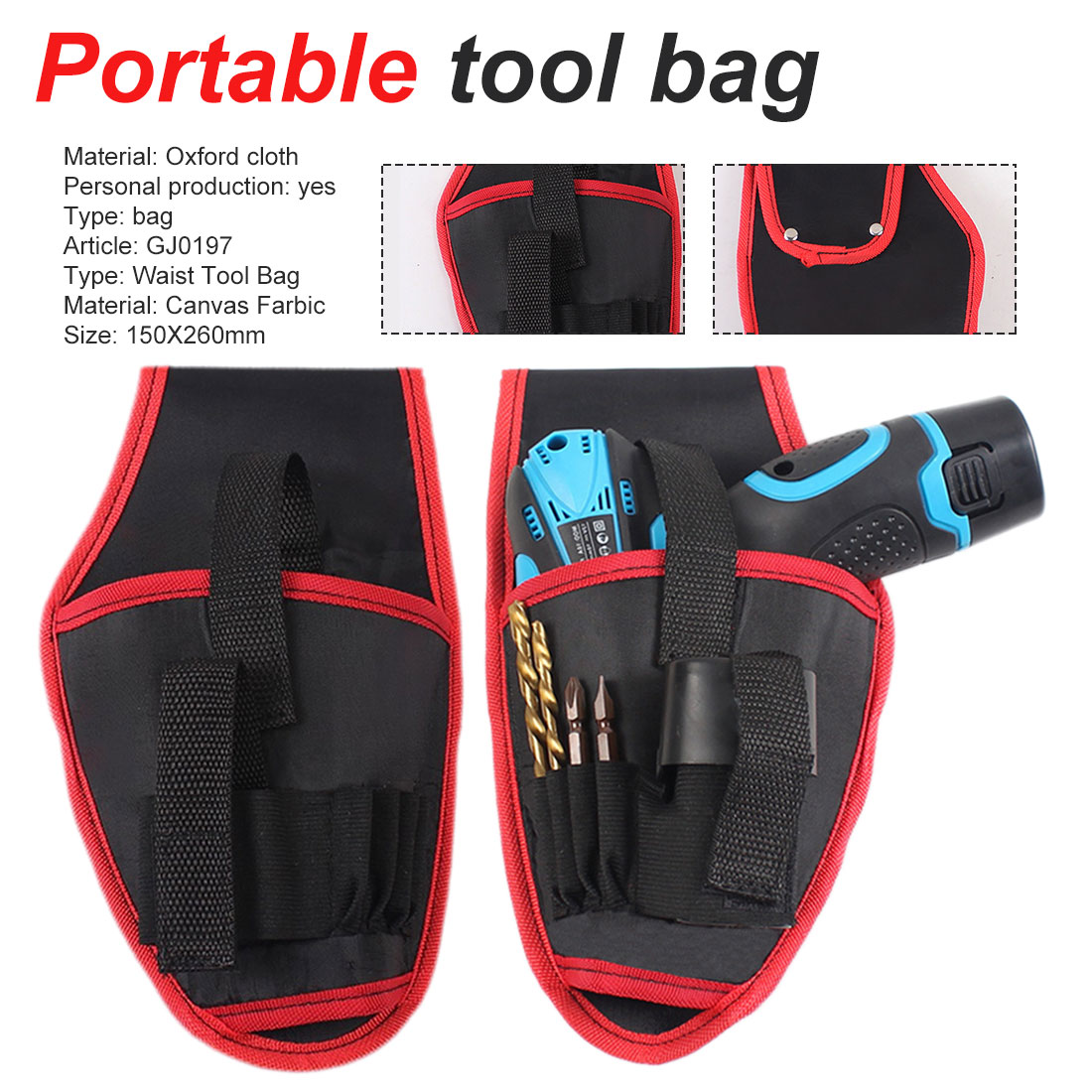 Draagbare Draadloze boor Houder Holst Tool Pouch Voor 12 v Boor Taille Tool Bag