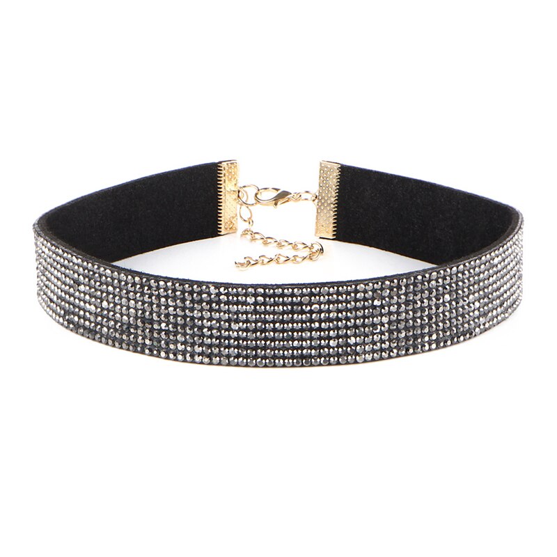 Moda cor cheia strass gargantilha colar para mulher colar de declaração personalize punk colares gargantilha jóias presente feminino: black