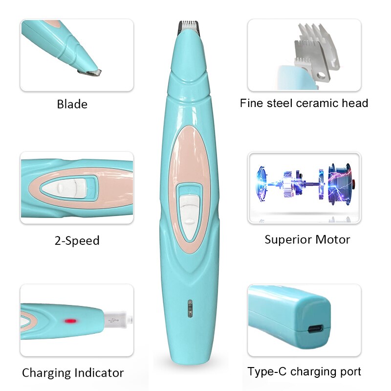 Elektrische Hond Clippers Professionele Huisdier Voet Tondeuse Hond Grooming Kapper Hond Shear Butt Oor Ogen Haar Cutter Pedicure