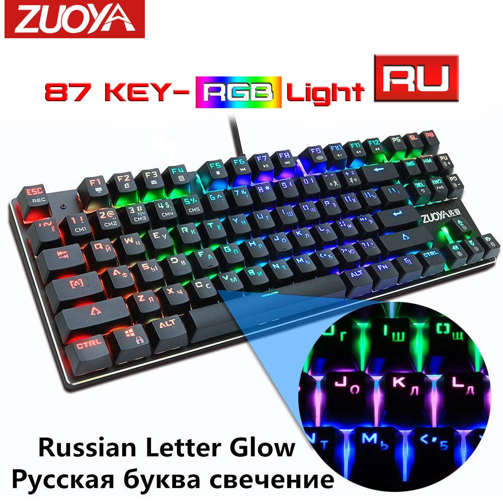 ZUOYA Mechanical Keyboard RGB/Mix Backlit Wired USB Gaming Keyboard Blue Red Black Switch Anti-ghosting For PC Laptop Gamer: X51  RGB light RU / Blue Switch