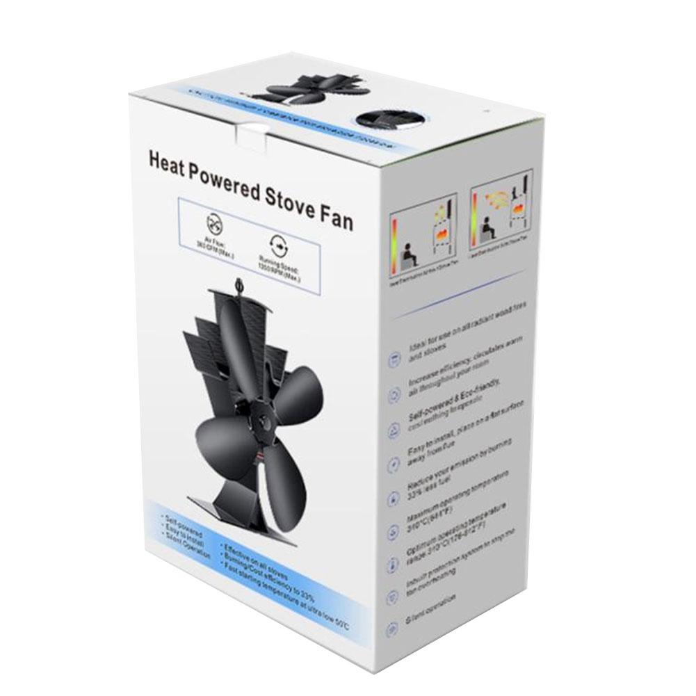 Thermal Power Fireplace Fan Safe Efficient Stove Cooler Fan Anodizing Aluminum Overall with 2 Blades Heater Stove Fan