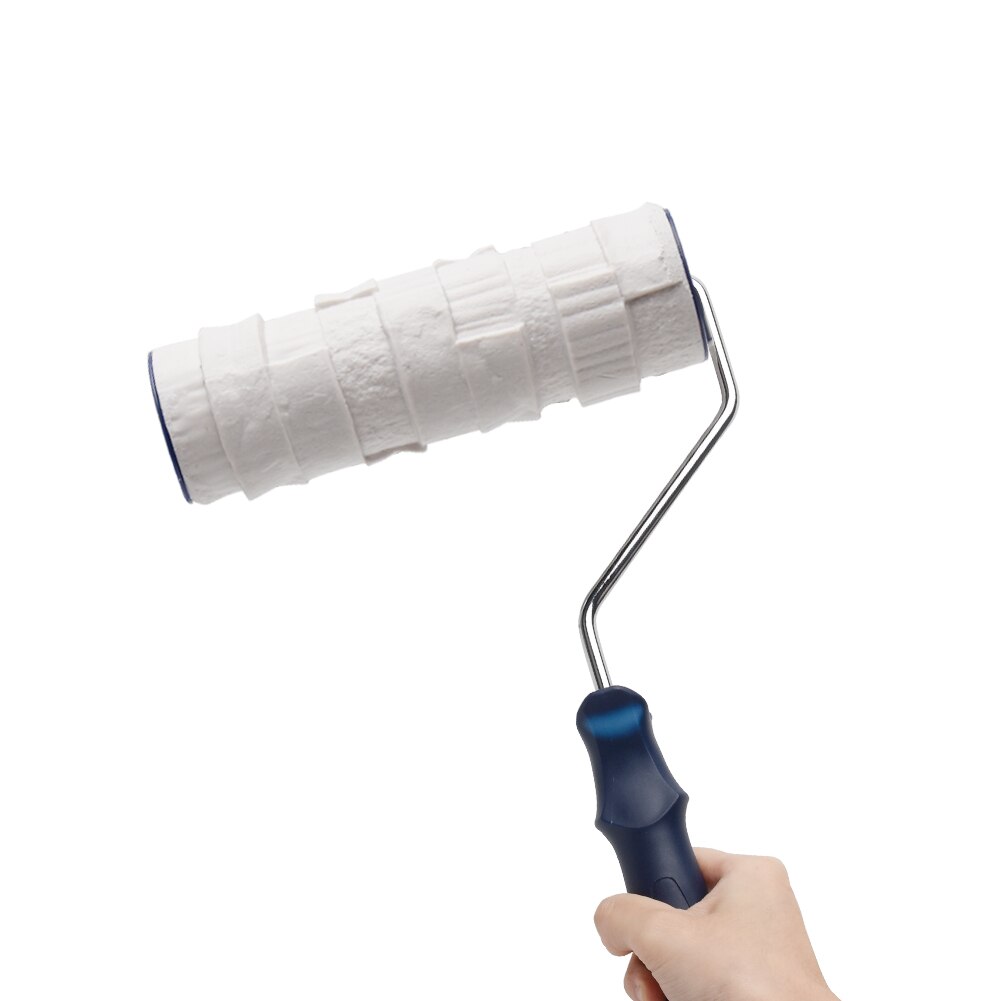 8 inch verfroller met reliëfpatroon en handvat, kwast, korrelig, kartelen, doe-het-zelf, muurtextuur, rubber, woondecoratie