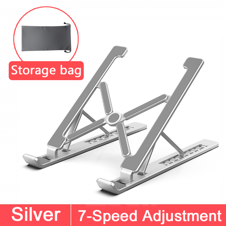 Draagbare Laptop Stand Opvouwbaar Base Notebook Ondersteuning Houder Voor Macbook Pro Tablet Aluminiumlegering Computer Cooling Stand Riser: Silver