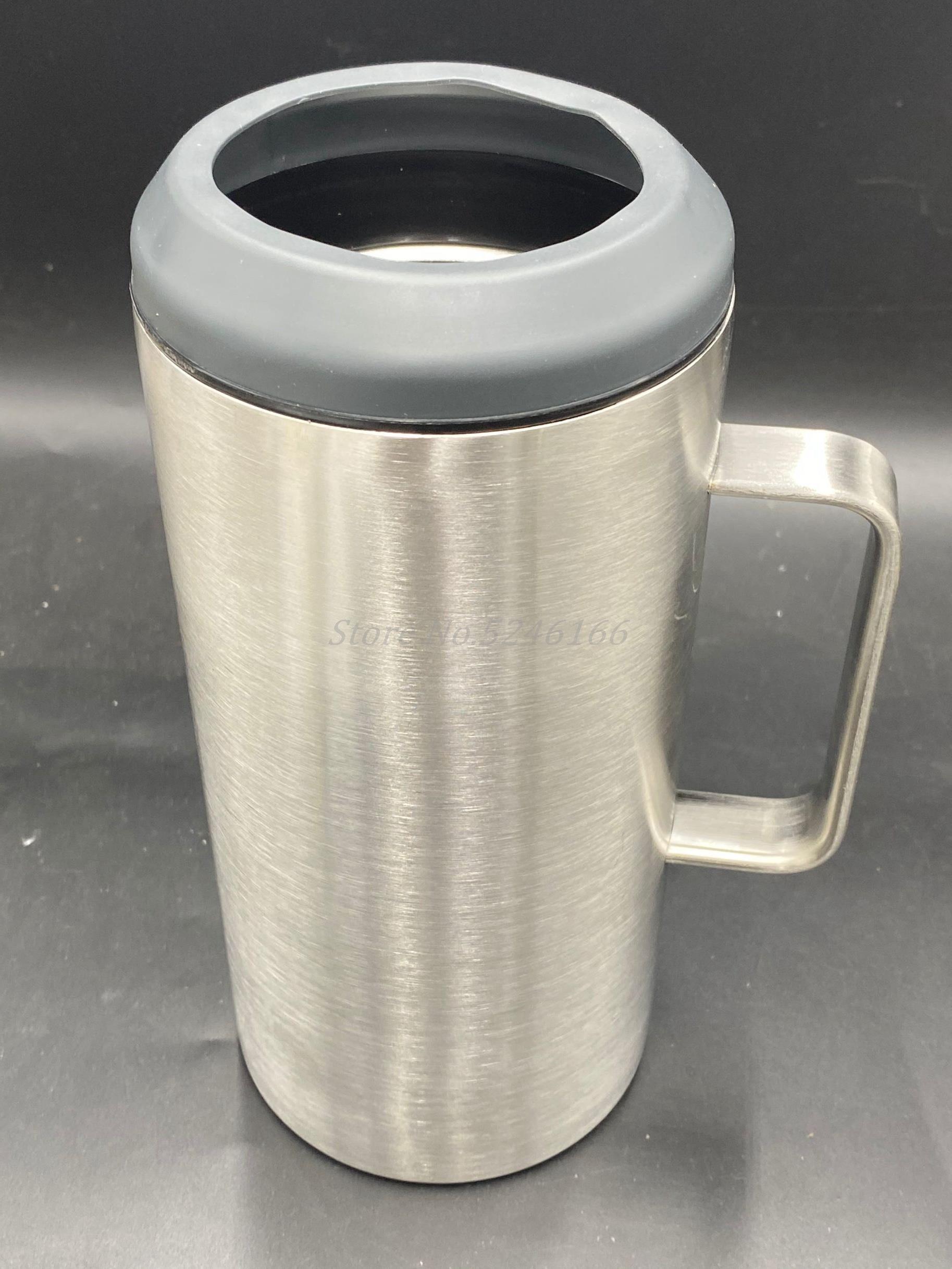 40Oz Cola Bier Koeler Met Handvat Rvs Geïsoleerde Kan Koeler Bier Kouder Keeper Bier Fles Kan Houder Base verstelbare: Zilver