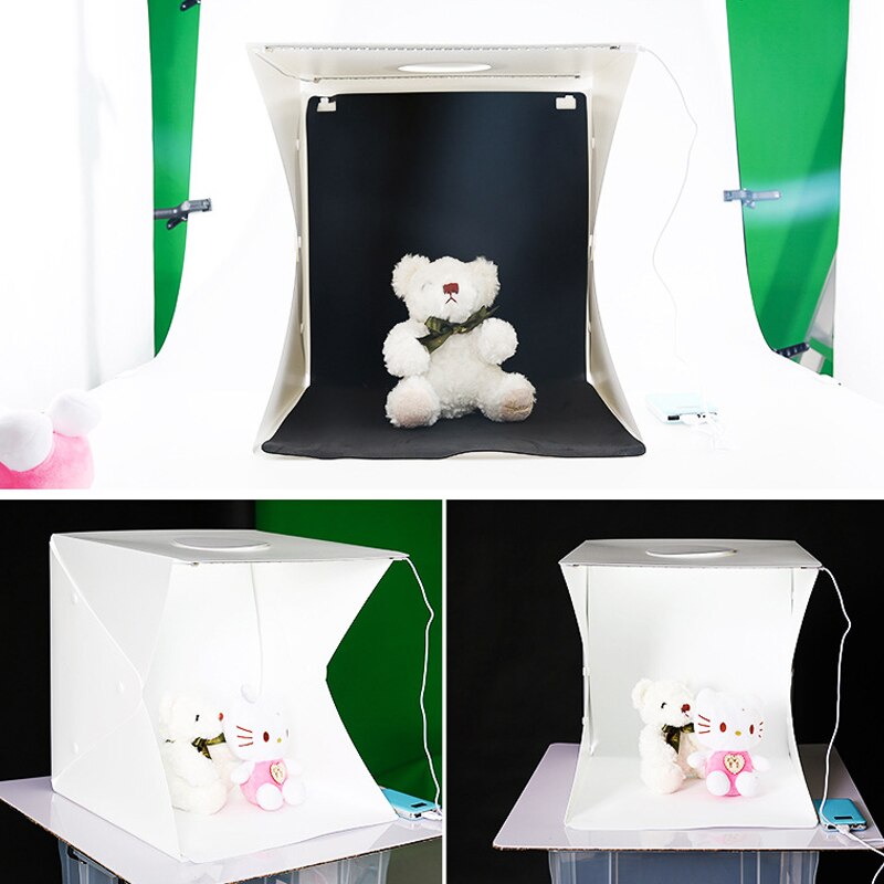 Dual LED Panels Mini Folding 40CM Lightbox Photography Photo Studio Softbox Light With Photo Background Kit Light box for DSLR