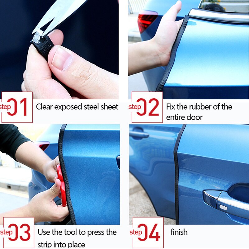 2/3/5m borda da porta do carro scratch protector tira guarda guarnição auto porta tira anti colisão com aço carro-estilo decoração do carro