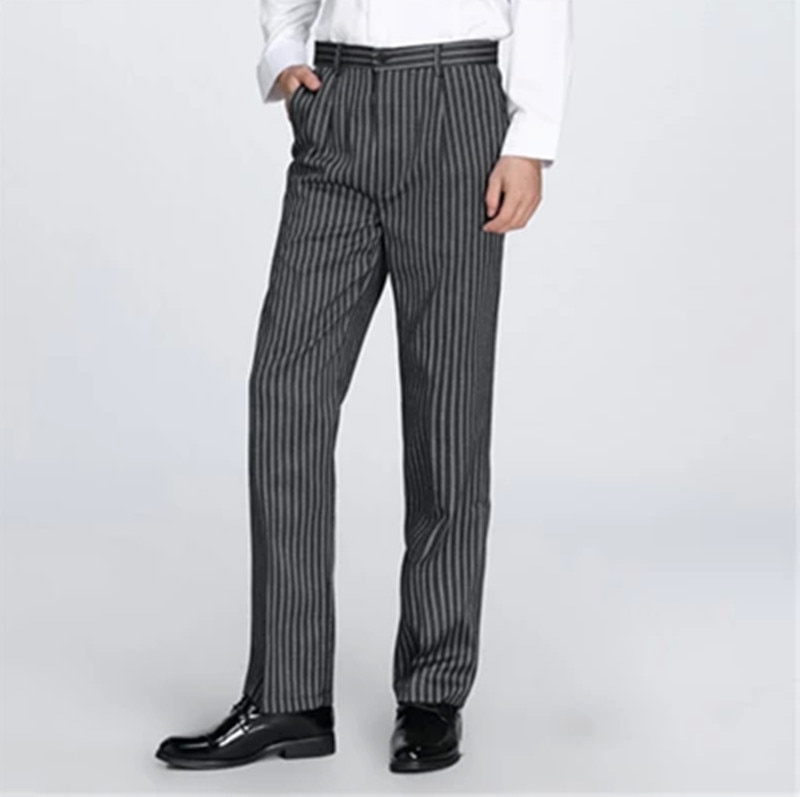 Newest hotel food service autumn Cook pants work pants checked striped chef pants unisex chef trousers
