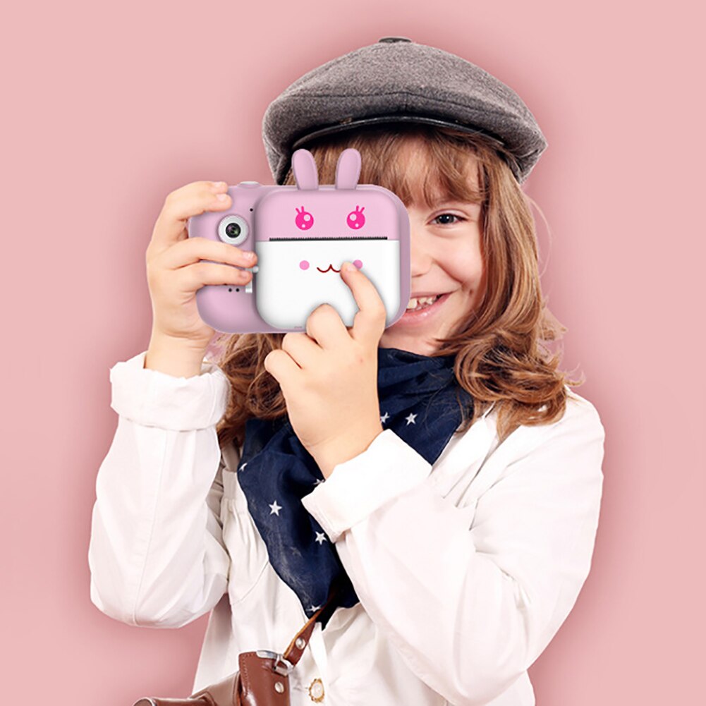 Children Camera Digital Print Camera Cute Baby Camera Video Camcorder 2.4 inch Photography Camera with 3 Rolls Printing Papers